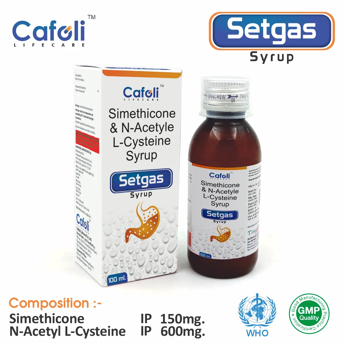 Simethicone N-acetyl L-cysteine syrup best price for pharma franchise